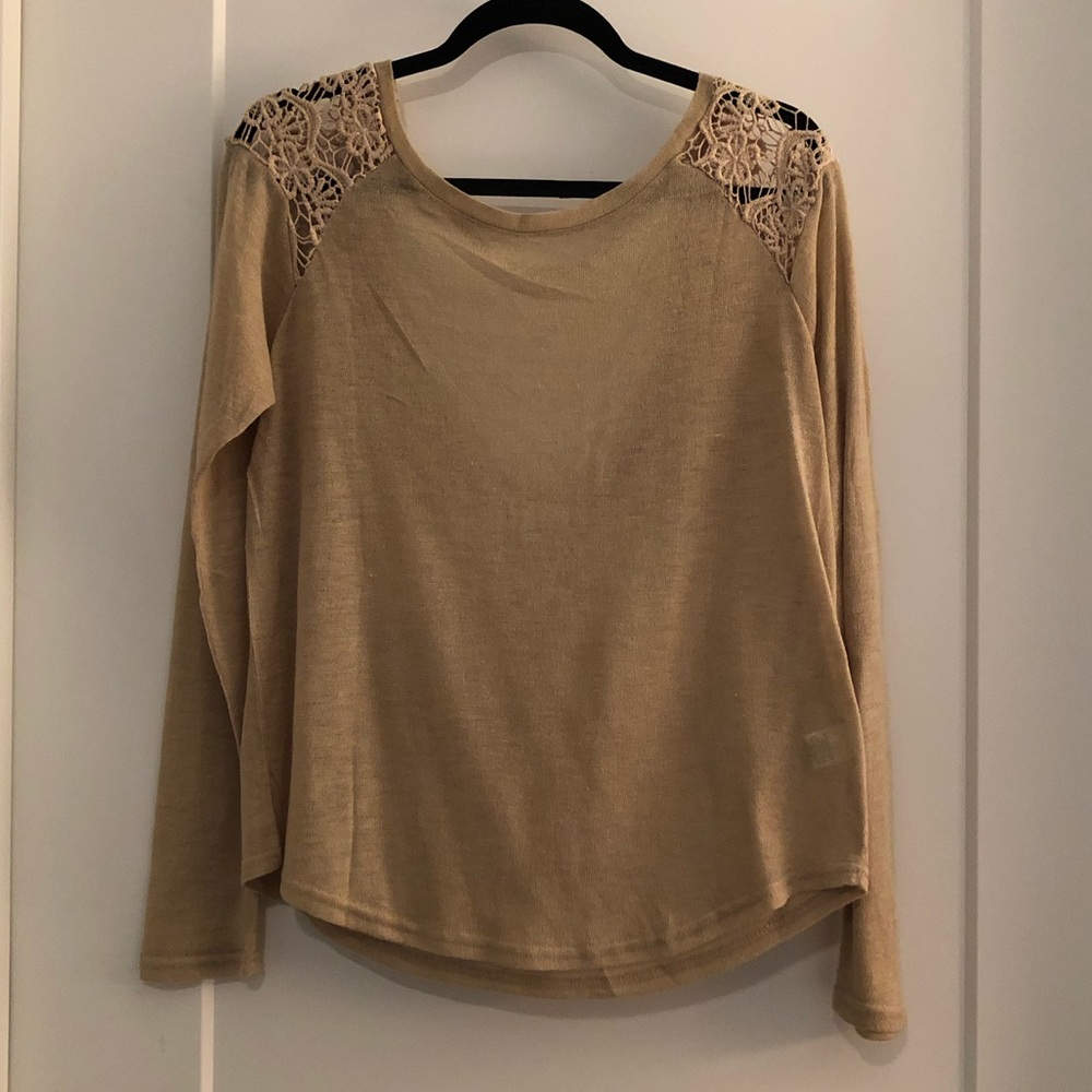 Caramel sweater with open back